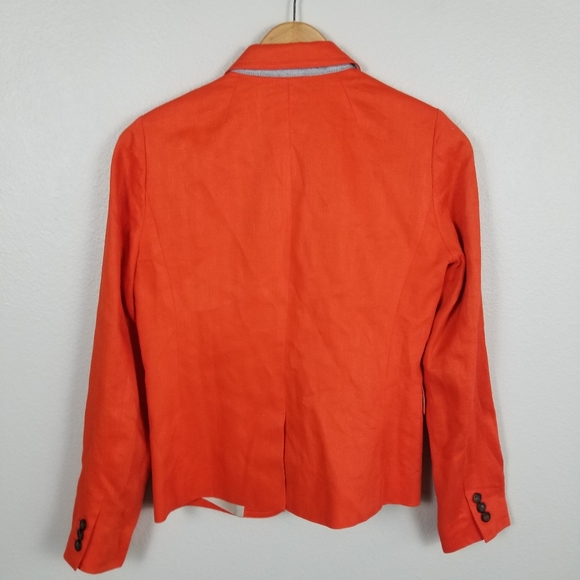 J. Crew Factory Schoolboy Linen Blazer in Red Orange Size 4 - Picture 4 of 11